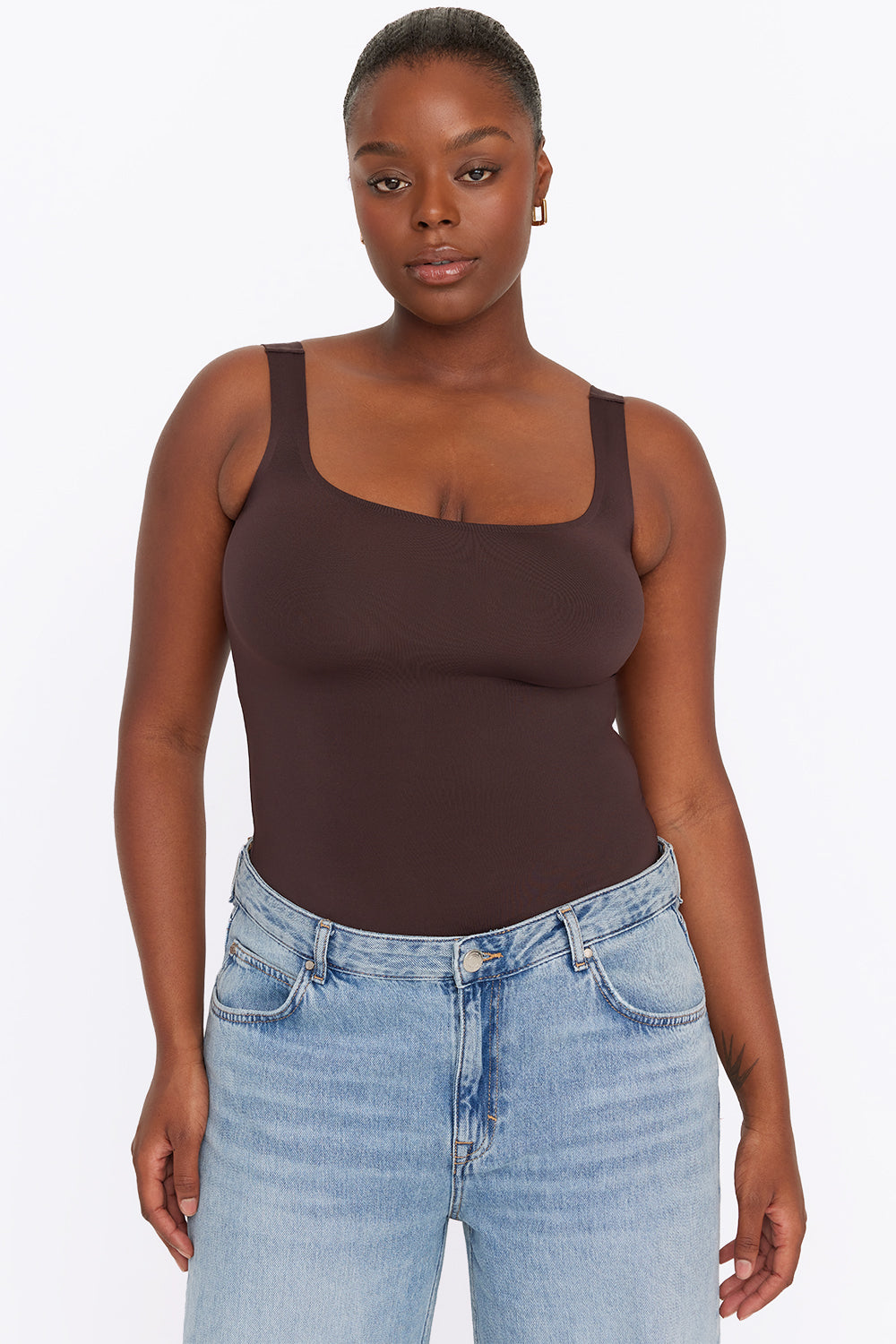 365 SECOND SKIN SCOOP NECK BODYSUIT - ESPRESSO – TALA