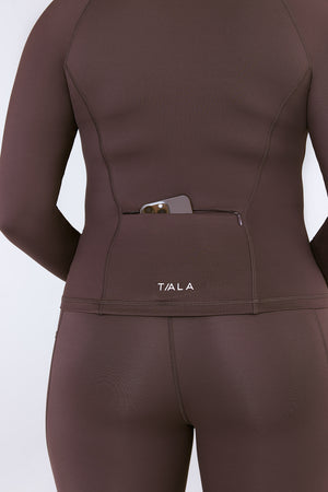 SkinLuxe Zip Through Running Top - Espresso