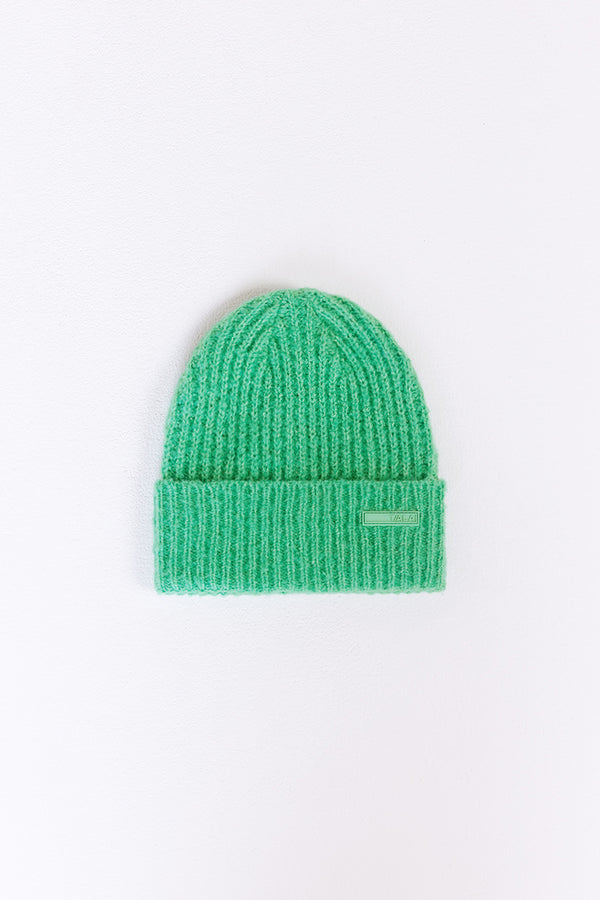 BRUSHED RIBBED BEANIE - APPLE GREEN