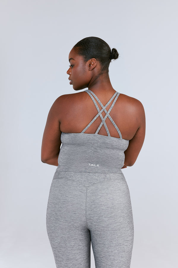 SKINLUXE BUILT-IN SUPPORT STRAPPY BACK CAMI TOP - DARK GREY MARL