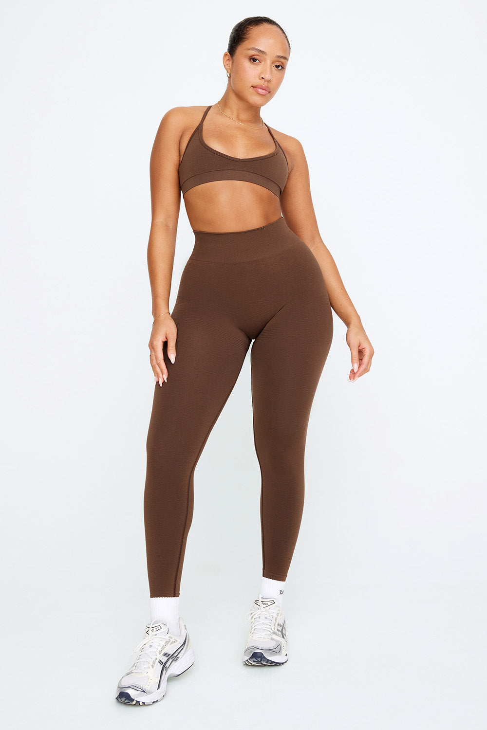 SCULPT SEAMLESS MINI SPORTS BRA - COFFEE MARL – TALA