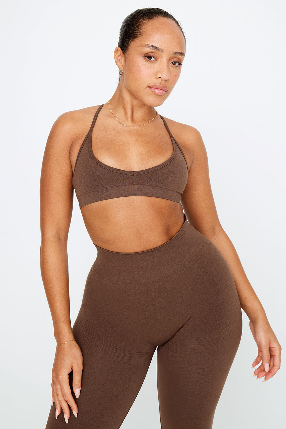 SCULPT SEAMLESS MINI SPORTS BRA - COFFEE MARL – TALA