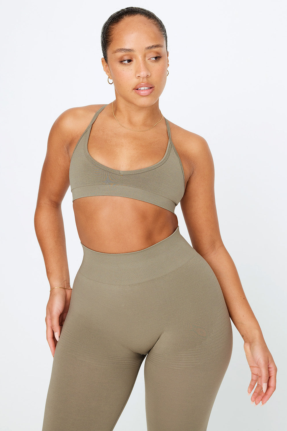 SCULPT SEAMLESS MINI SPORTS BRA - OLIVE MARL – TALA