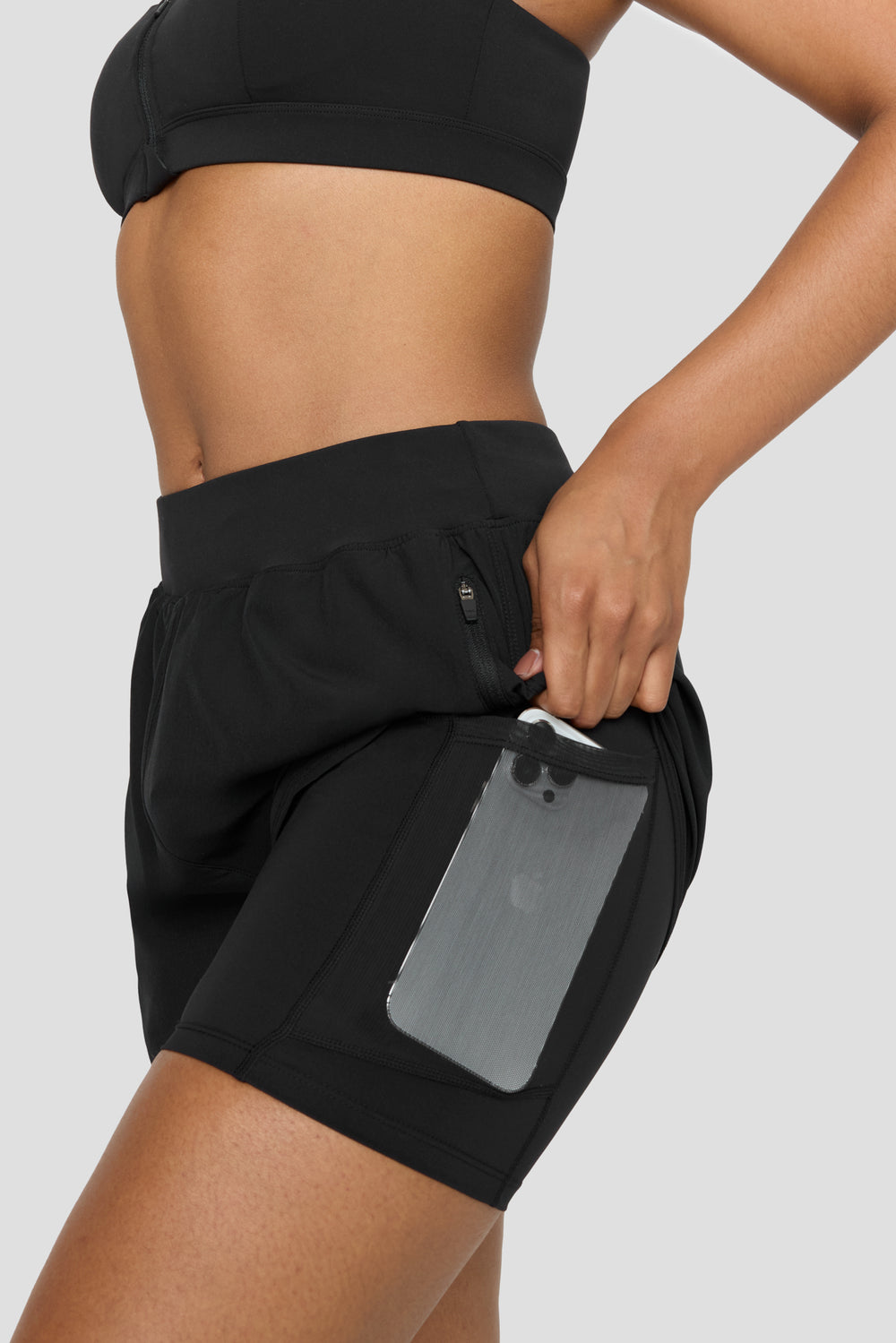 FORMTECH DOUBLE LAYER ADJUSTER RUNNING SHORT - BLACK