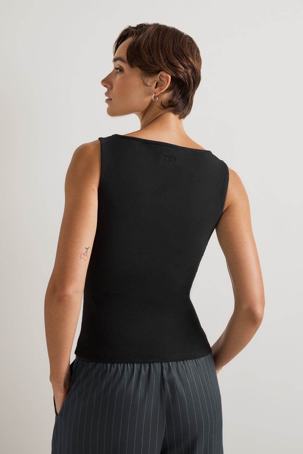 365 Core Cotton Boat Neck Tank - Shadow Black