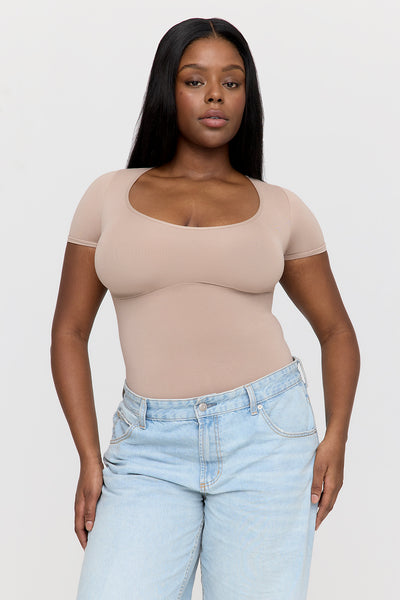 365 Contour Short Sleeve Bodysuit - Cappuccino – TALA