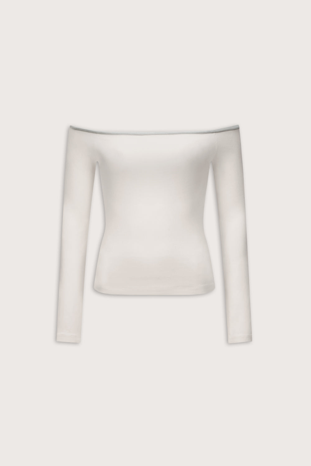365 Rib Contrast Off Shoulder Top - Coconut Milk