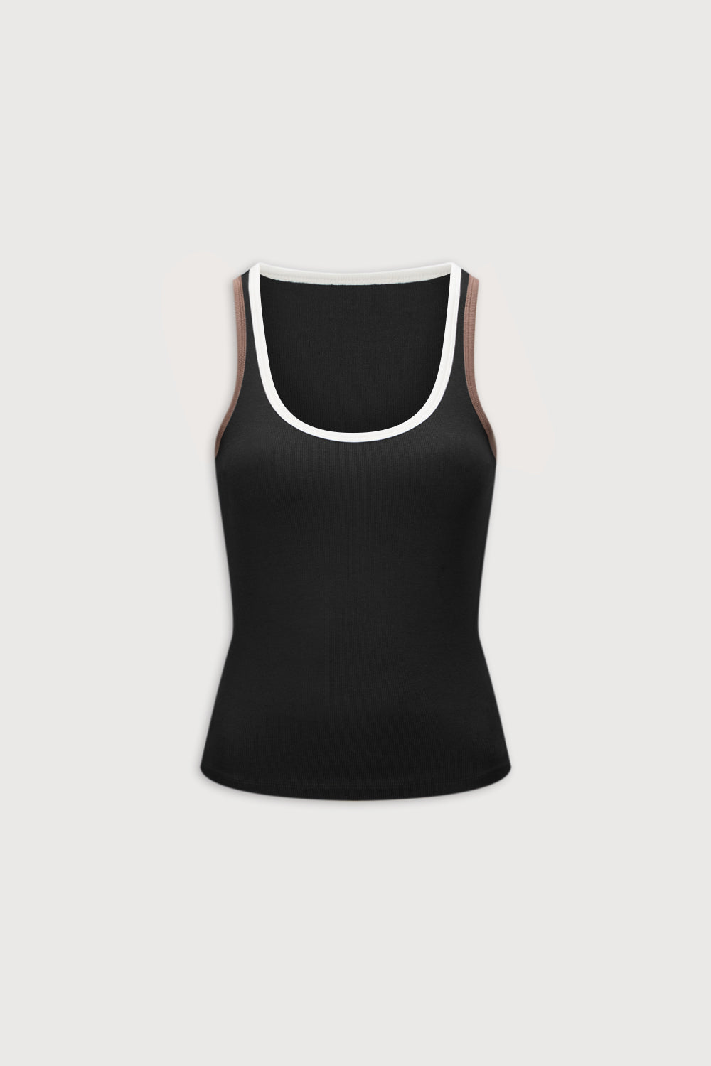 365 Rib Contrast Tank - Black