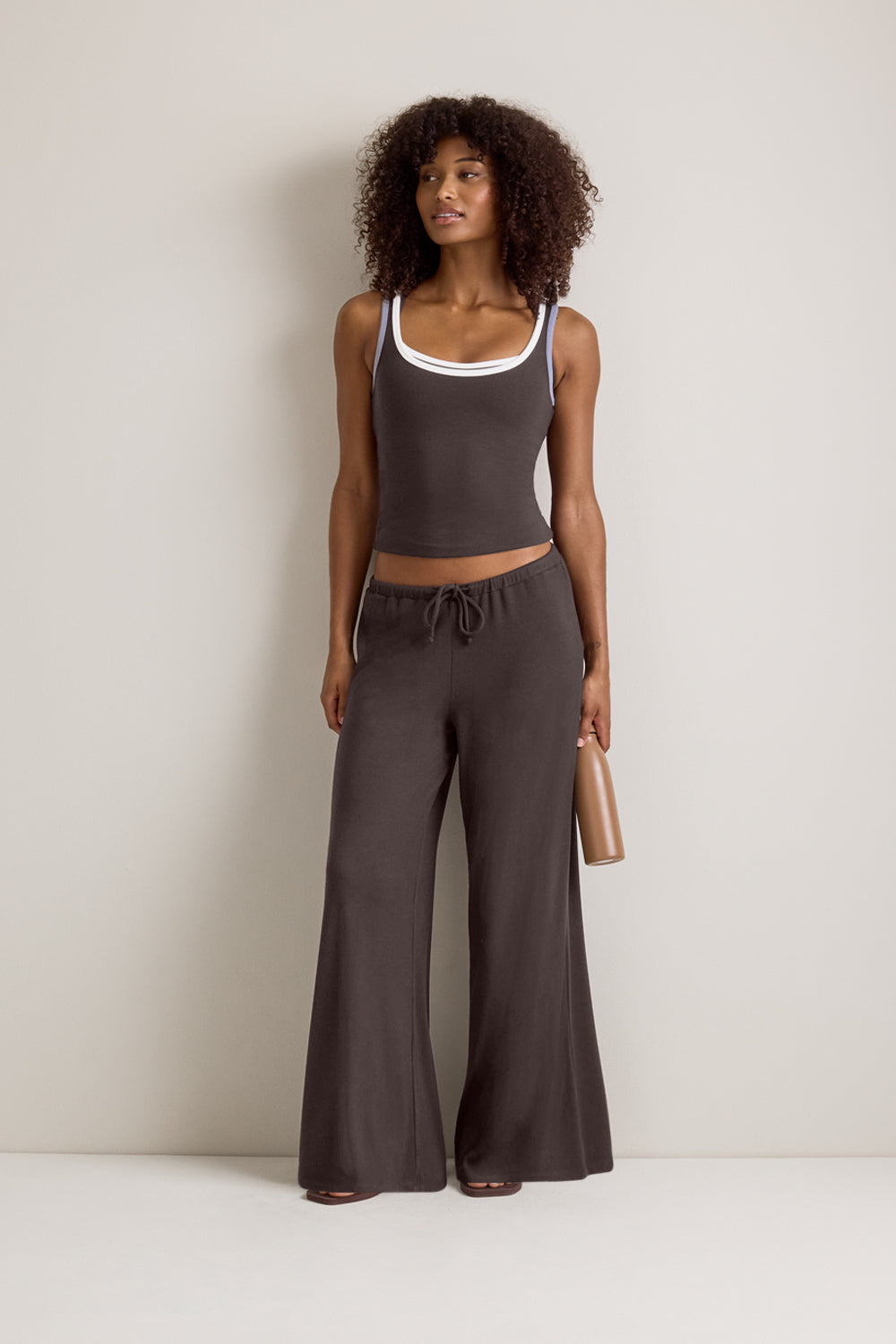 365 Rib Contrast Tank - Espresso