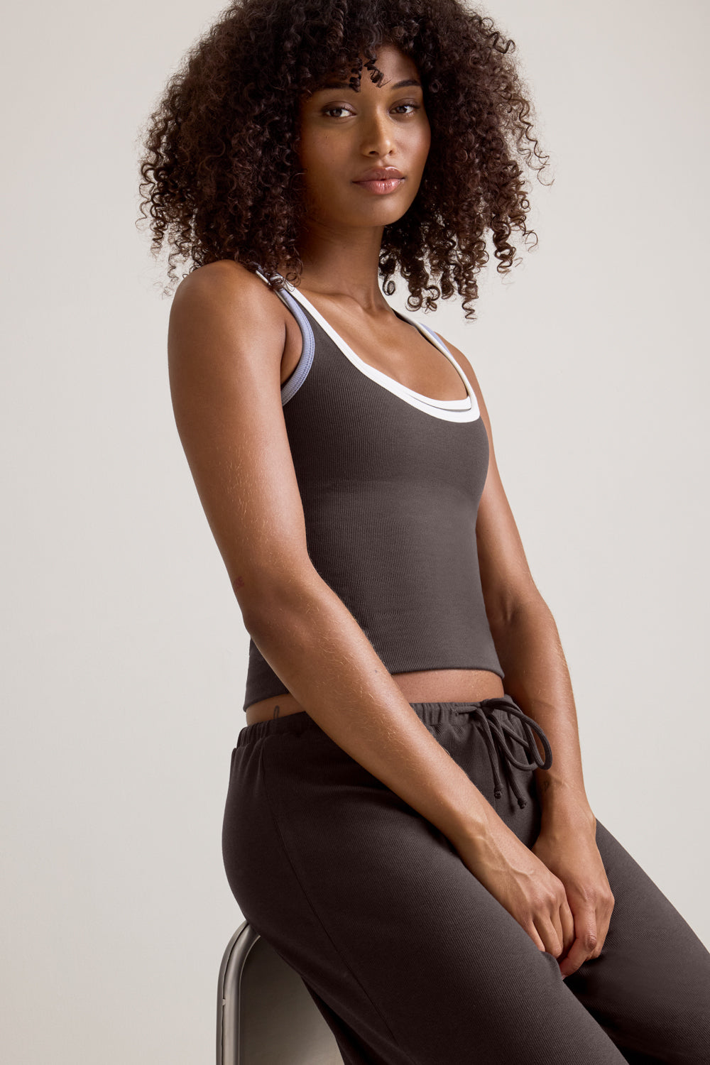 365 Rib Contrast Tank - Espresso