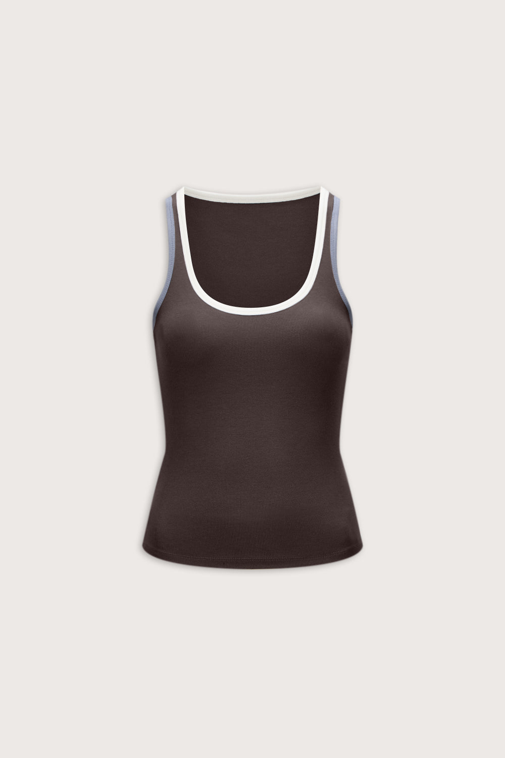365 Rib Contrast Tank - Espresso