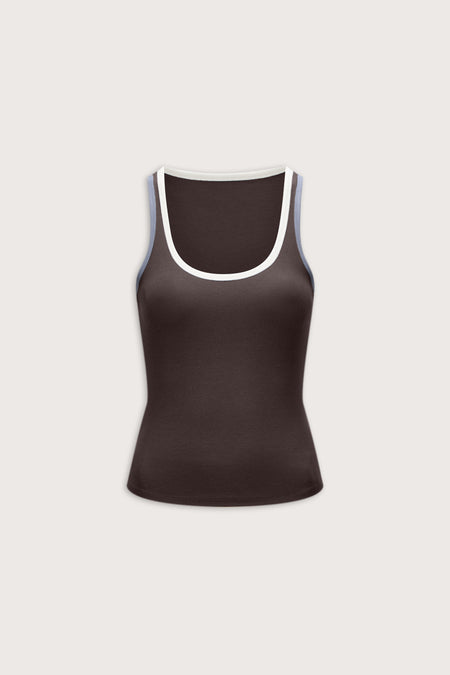365 Rib Contrast Tank - Espresso
