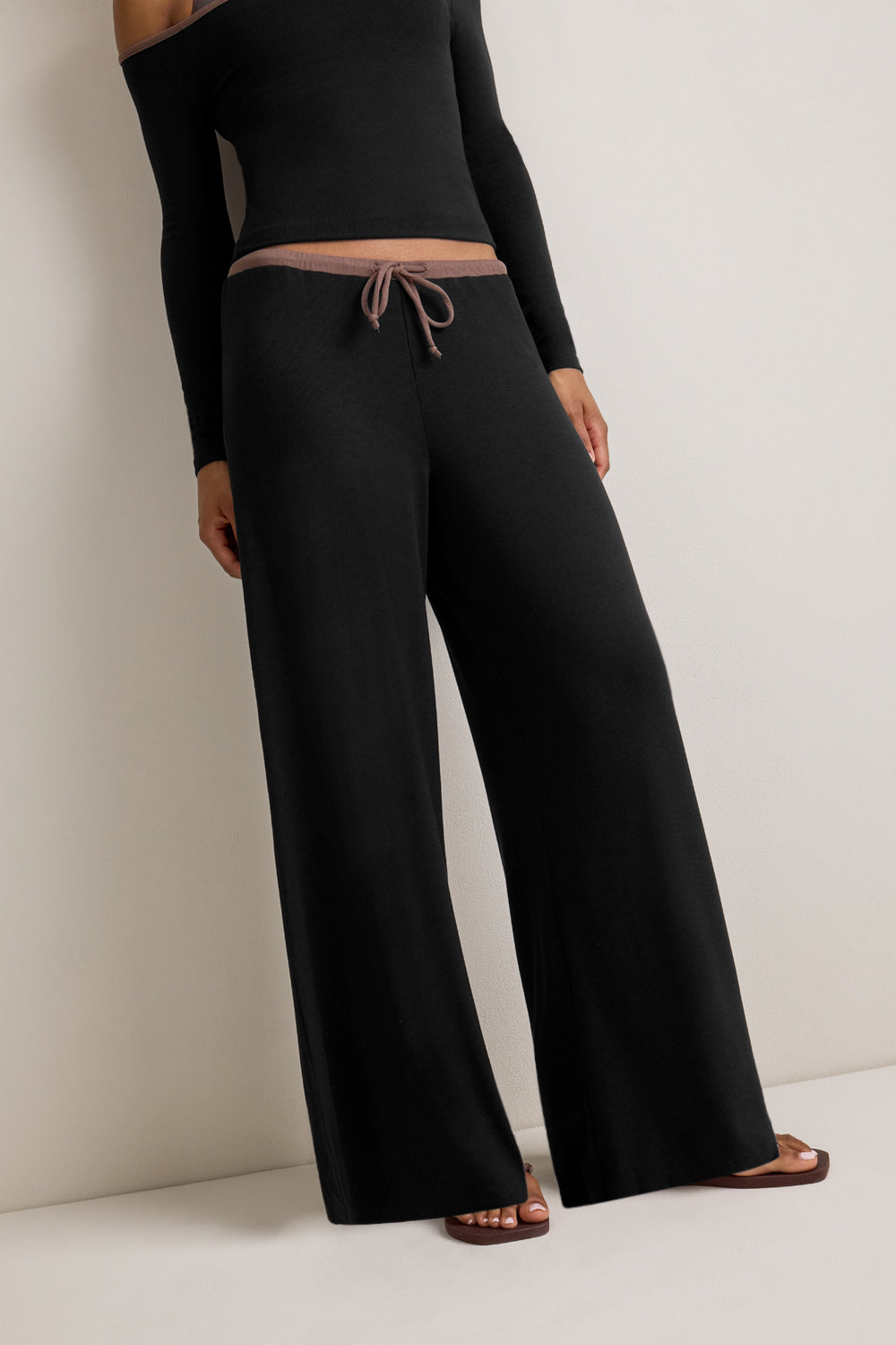 365 Rib Drawstring Trousers - Black
