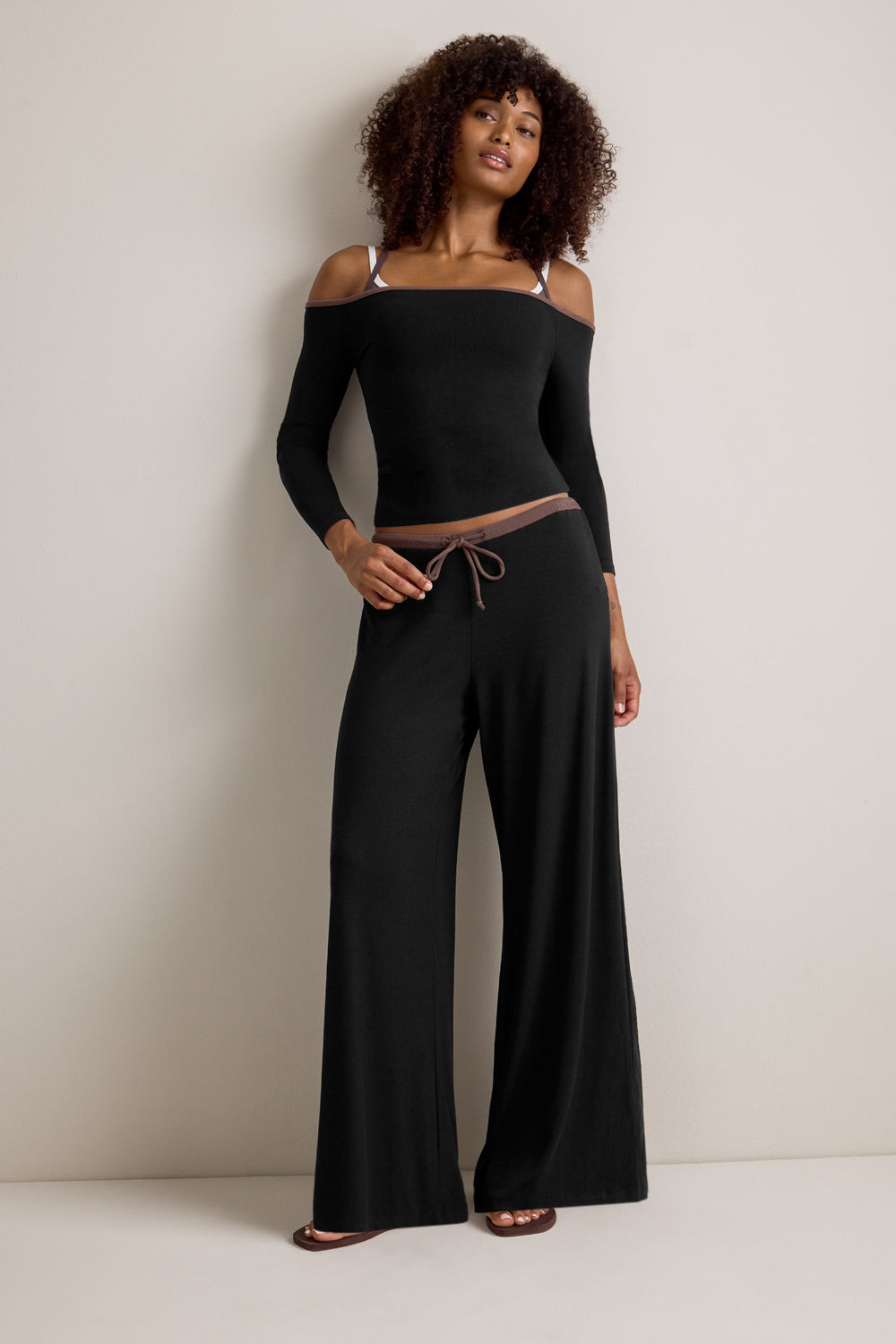 365 Rib Drawstring Trousers - Black