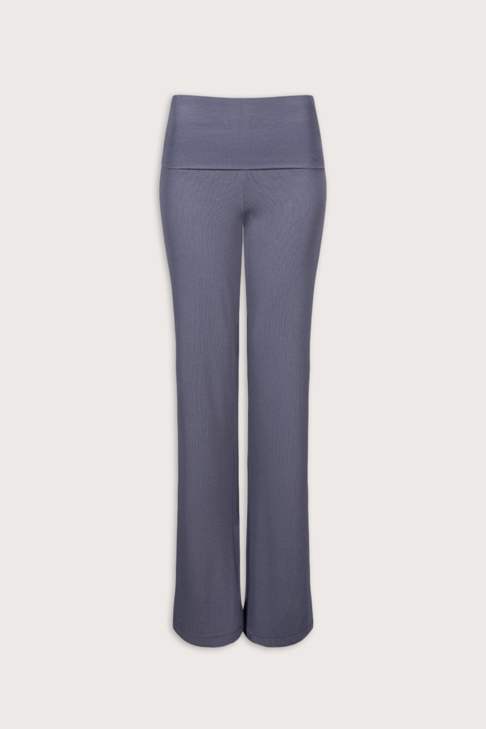 365 Rib Fold Waist Flared Trousers - Pewter Blue