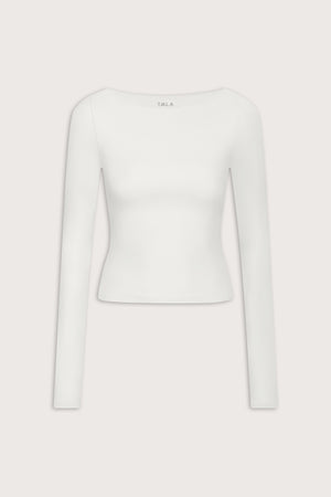 365 Boat Neck Long Sleeve Top - Coconut Milk