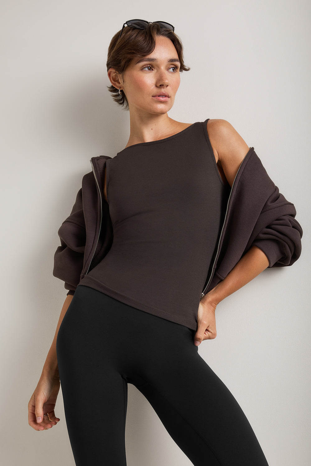 365 Core Cotton Boat Neck Tank - Americano