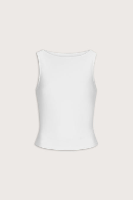365 Core Cotton Boat Neck Tank - Coconut Milk