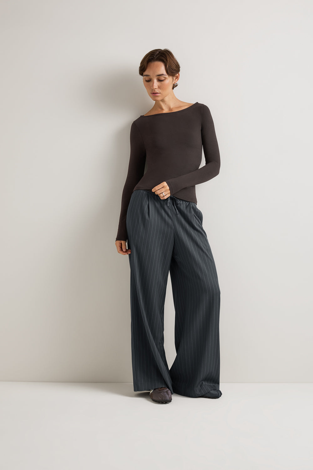 365 Core Cotton Boat Neck Top - Americano