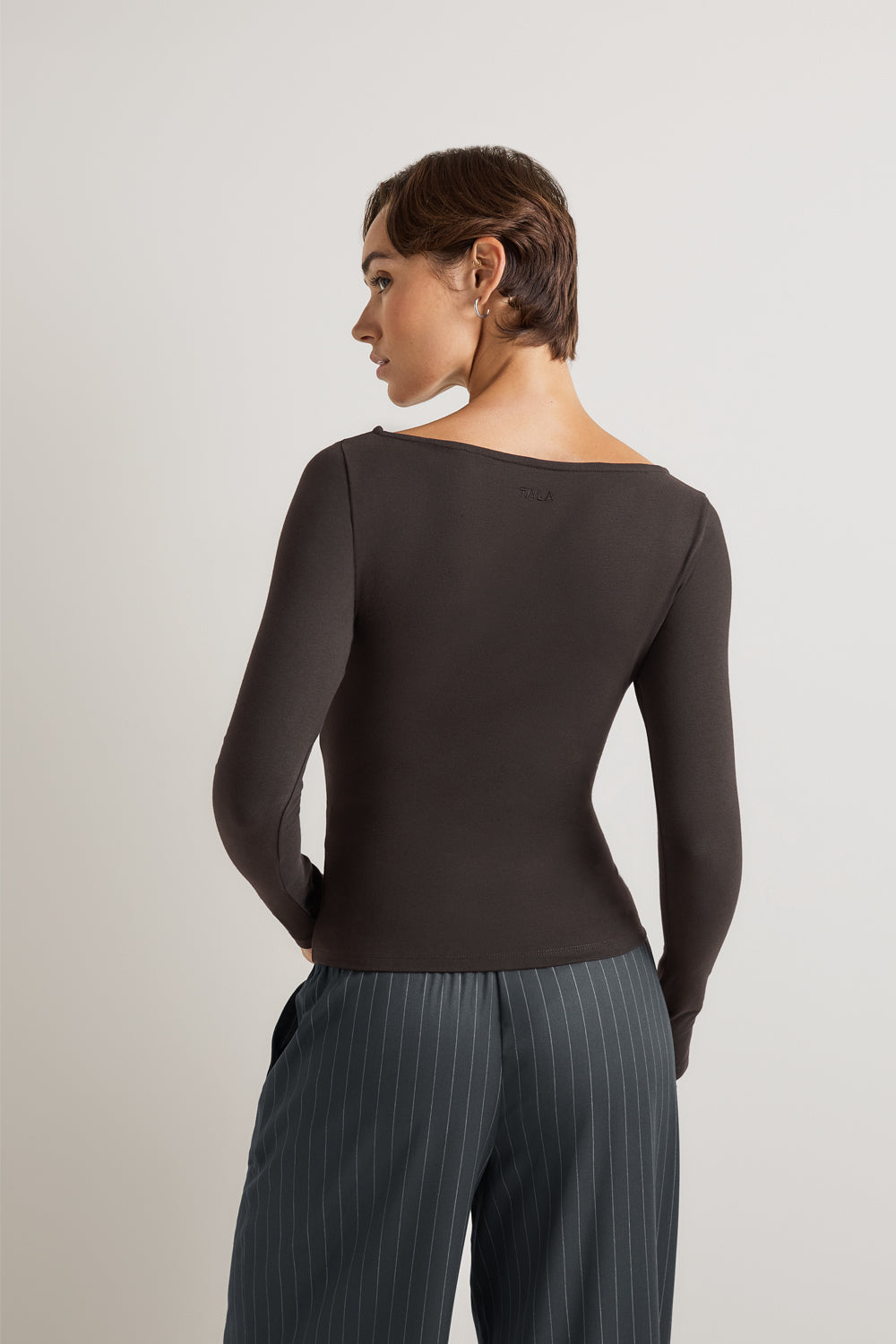 365 Core Cotton Boat Neck Top - Americano
