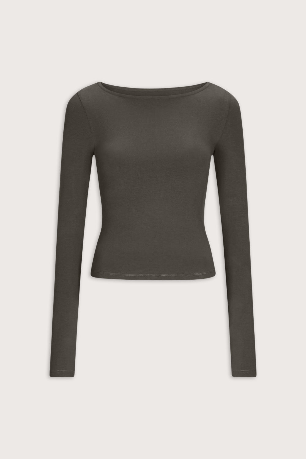 365 Core Cotton Boat Neck Top - Dark Olive