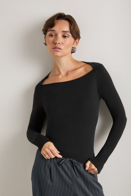 365 Core Cotton Square Cut Top - Shadow Black