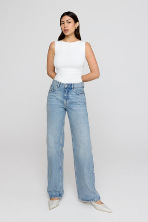 365 Ruched Side Open Back Top - Coconut Milk