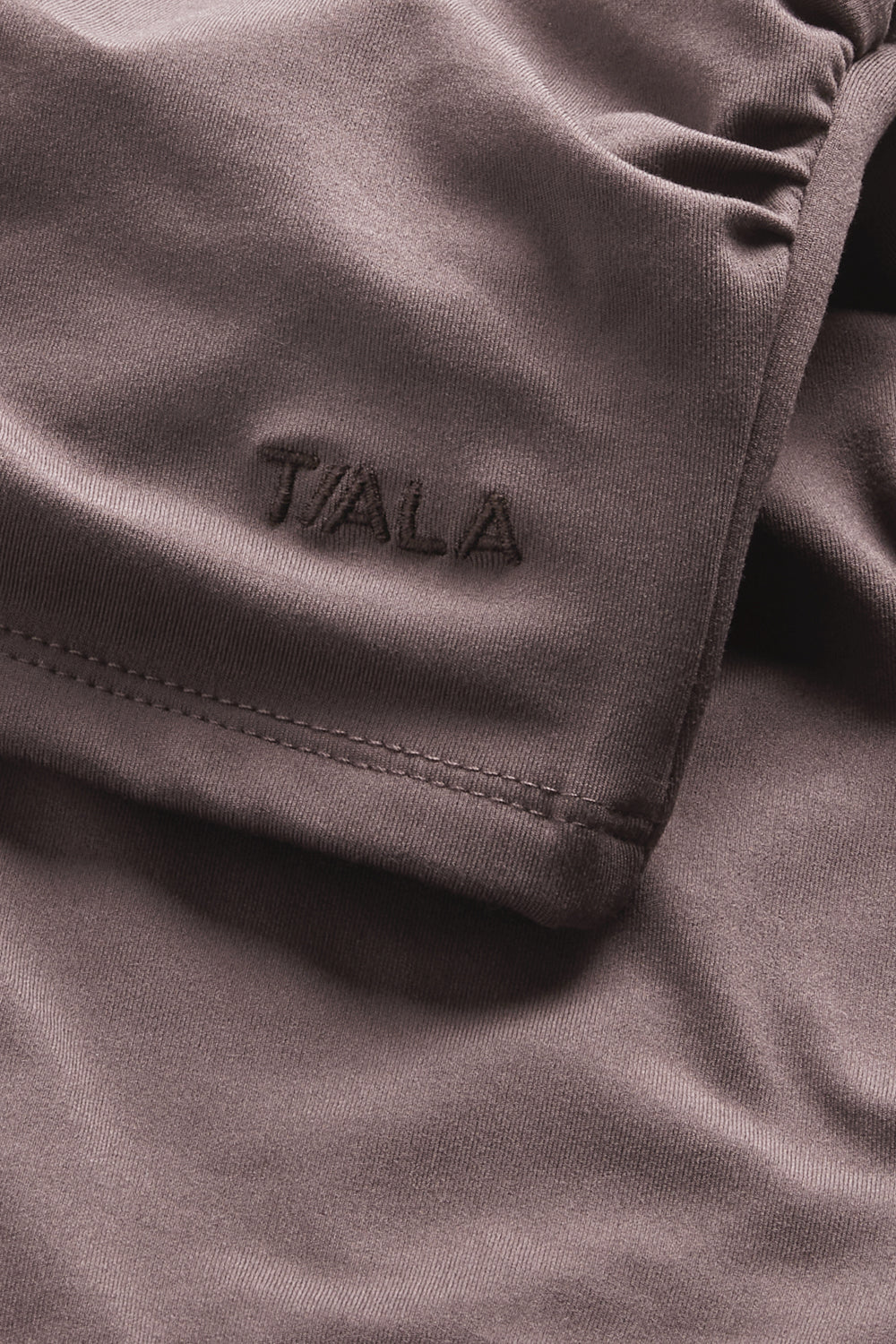 365 Asymmetric Ruched Long Sleeve Top - Mocha Brown