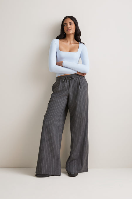 365 Square Neck Long Sleeve Top - Baby Blue