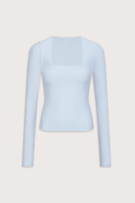 365 Square Neck Long Sleeve Top - Baby Blue