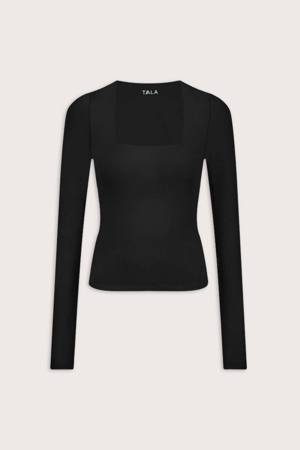 365 Square Neck Long Sleeve Top - Shadow Black