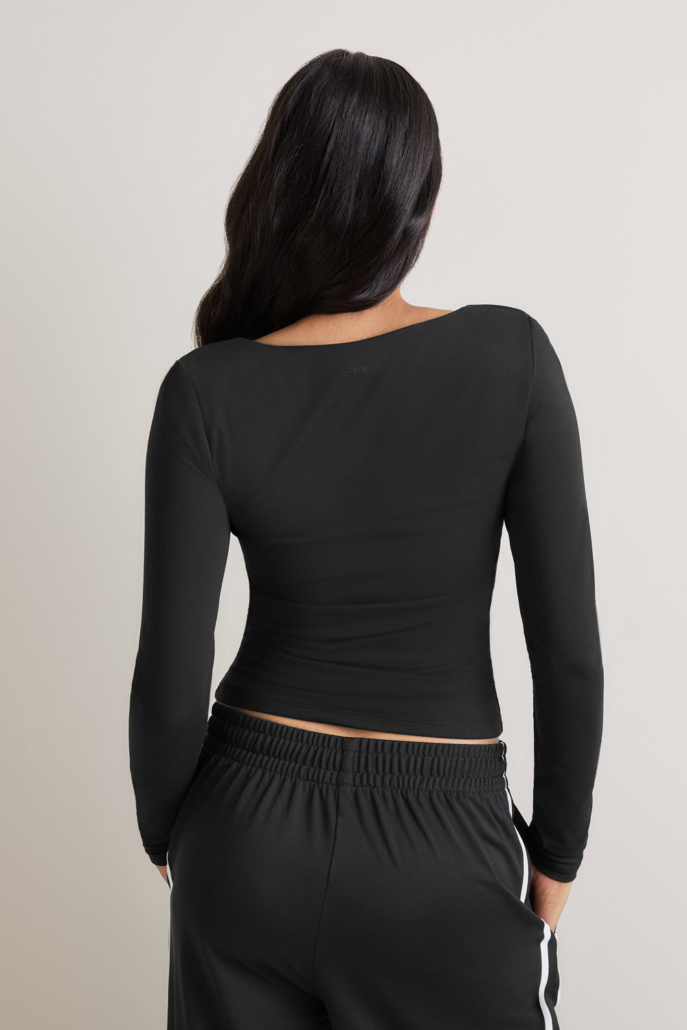 365 Square Neck Long Sleeve Top - Shadow Black – TALA