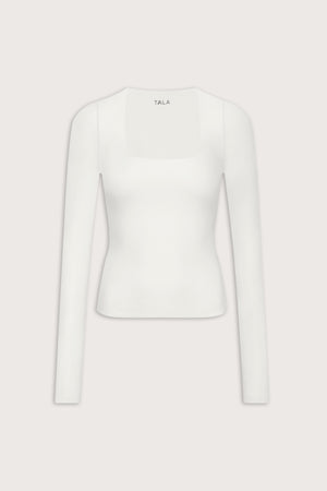 365 Square Neck Long Sleeve Top - Coconut Milk