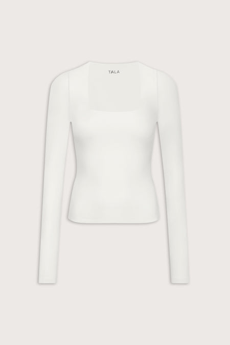 365 Square Neck Long Sleeve Top - Coconut Milk