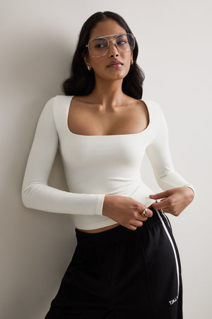 365 Square Neck Long Sleeve Top - Coconut Milk