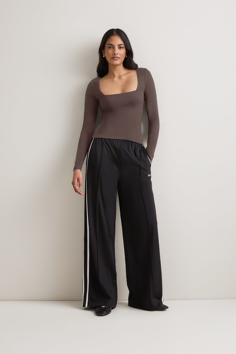 365 Square Neck Long Sleeve Top - Mocha Brown