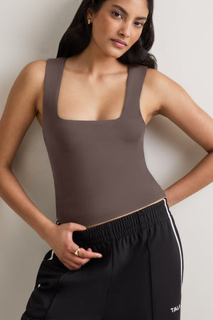365 Square Neck Vest - Mocha Brown