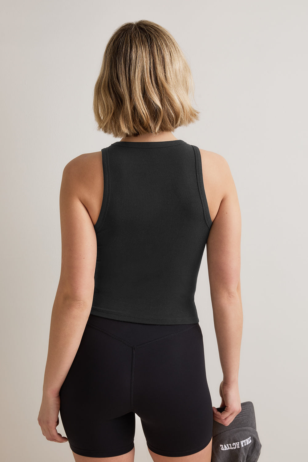 365 Sculpting Lounge Longline Logo Racer Vest - Shadow Black