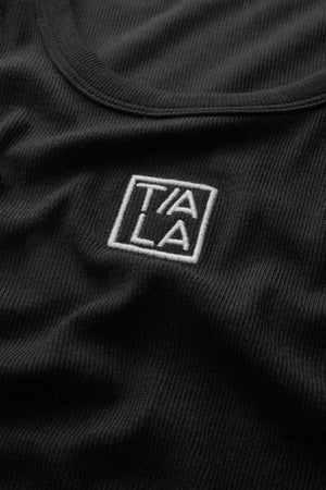 365 Sculpting Lounge Longline Logo Racer Vest - Shadow Black