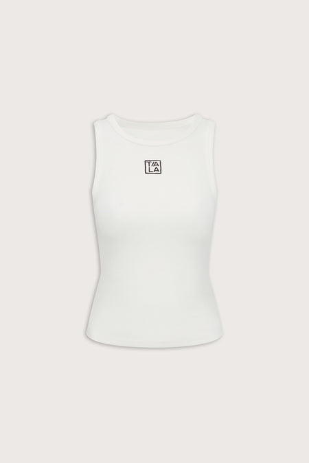 365 Sculpting Lounge Longline Logo Racer Vest - Coconut Milk