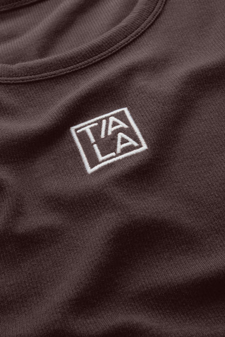 365 Sculpting Lounge Longline Logo Racer Vest - Espresso