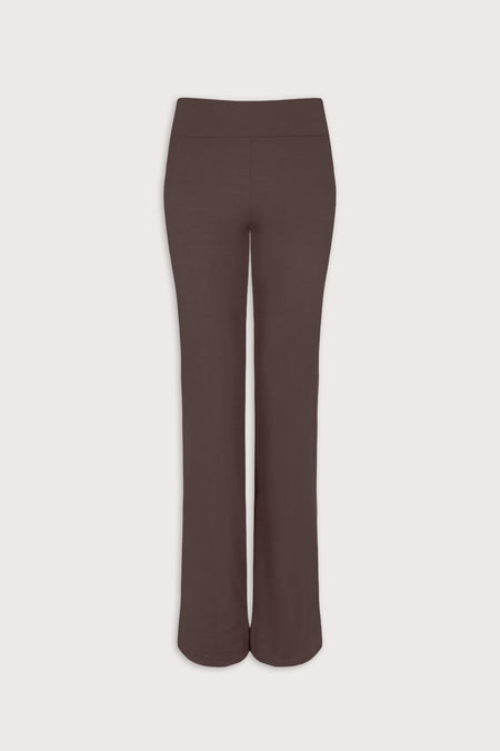 365 Sculpting Lounge Fold Waist Flared Trousers - Espresso