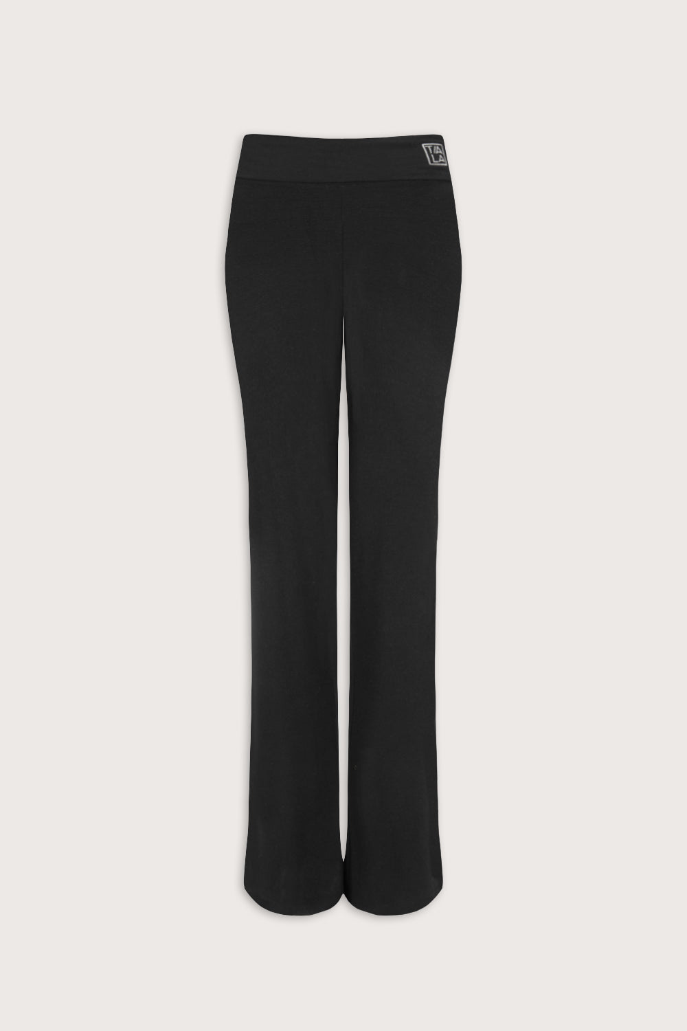 365  Sculpting Lounge Fold Waist Logo Flared Trousers - Shadow Black