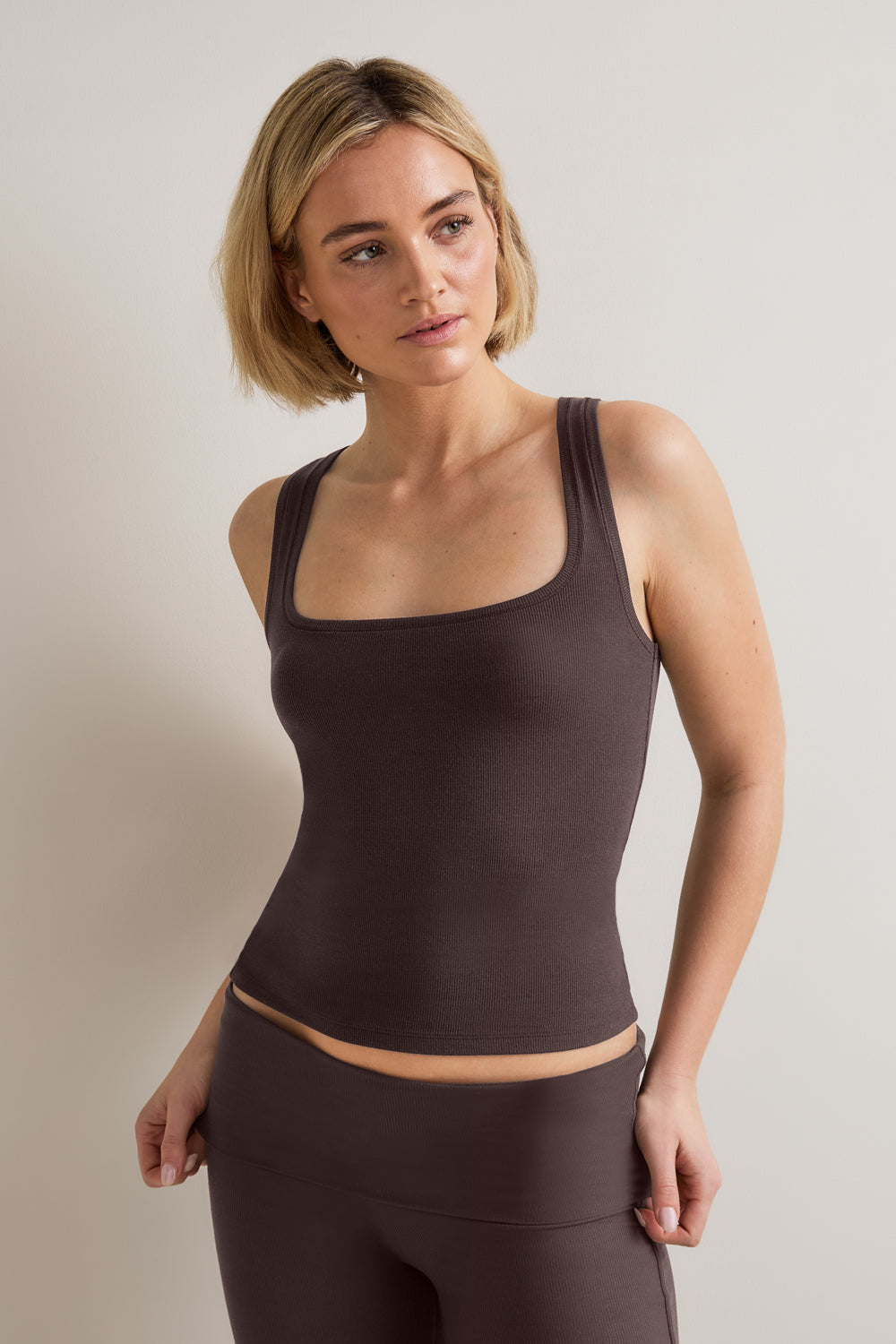 365 Sculpting Lounge Square Neck Vest - Espresso