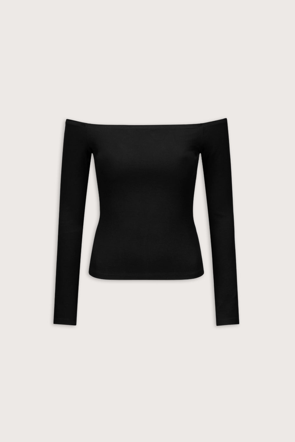 365 Rib Off Shoulder Top - Black