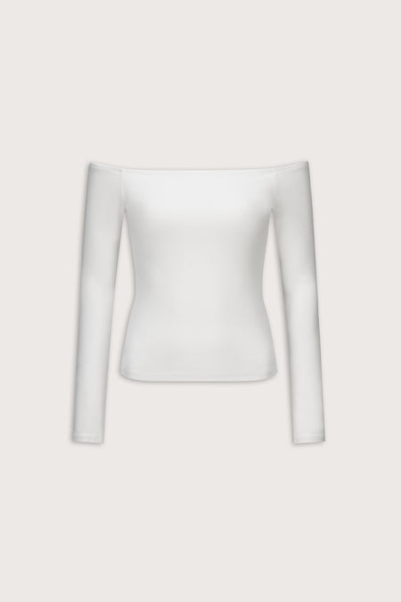 365 Rib Off Shoulder Top - Coconut Milk