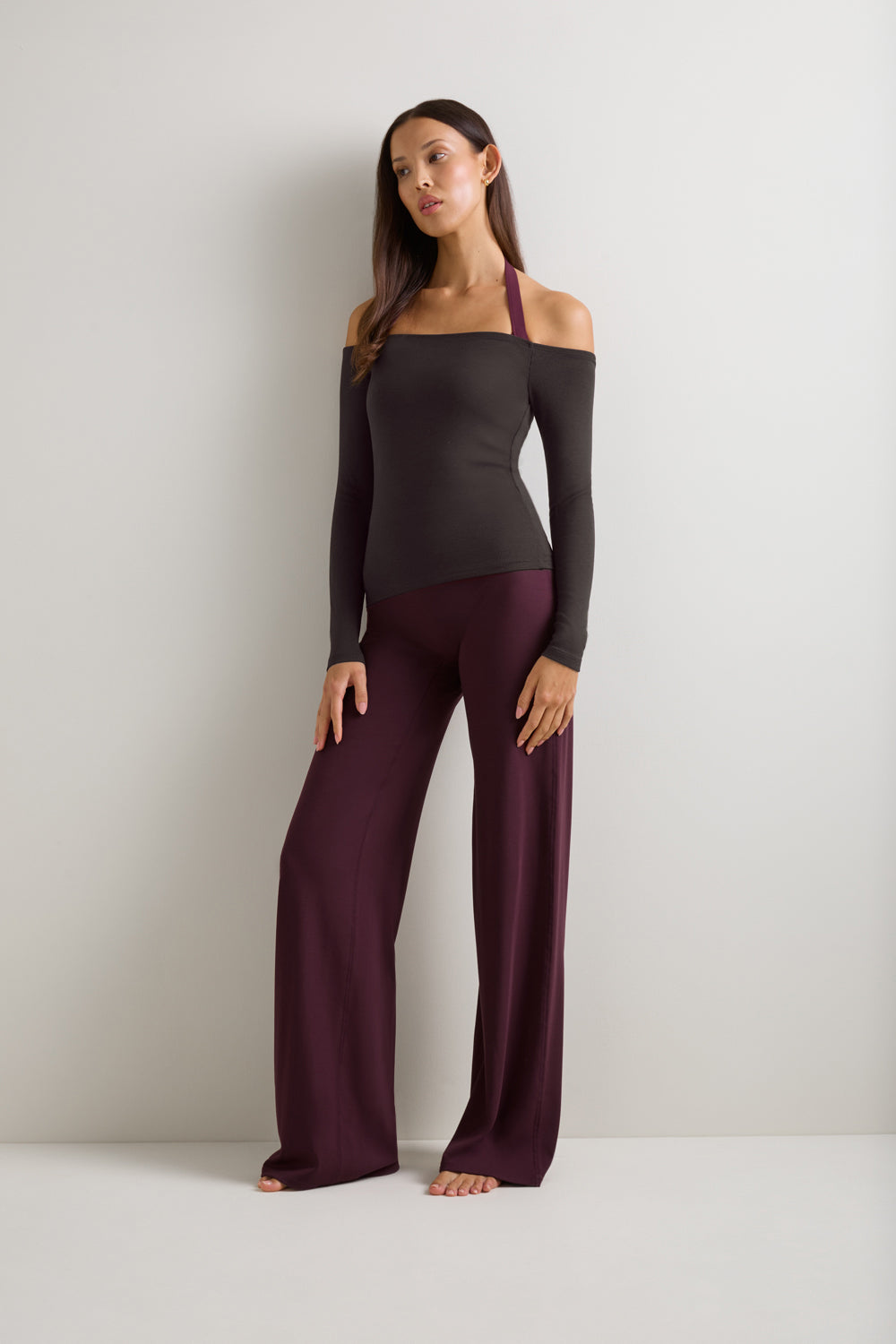 365 Rib Off Shoulder Top - Espresso