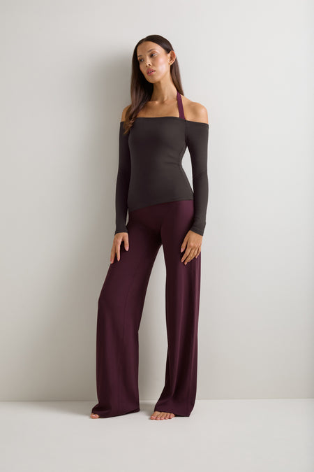 365 Rib Off Shoulder Top - Espresso