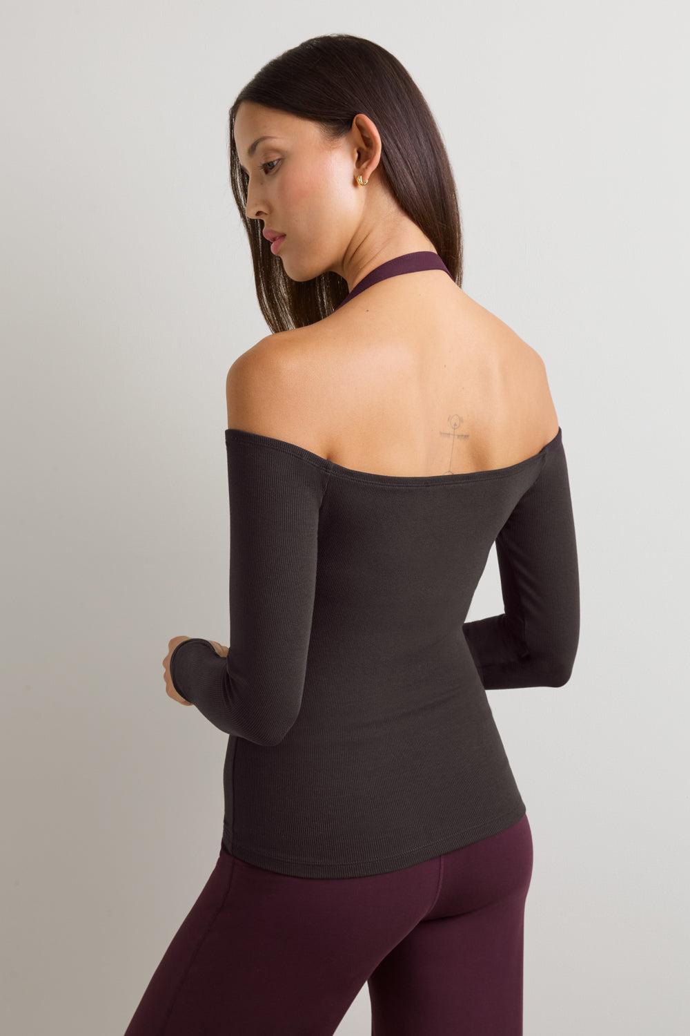 365 Rib Off Shoulder Top - Espresso