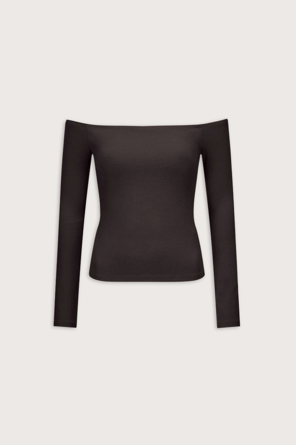 365 Rib Off Shoulder Top - Espresso